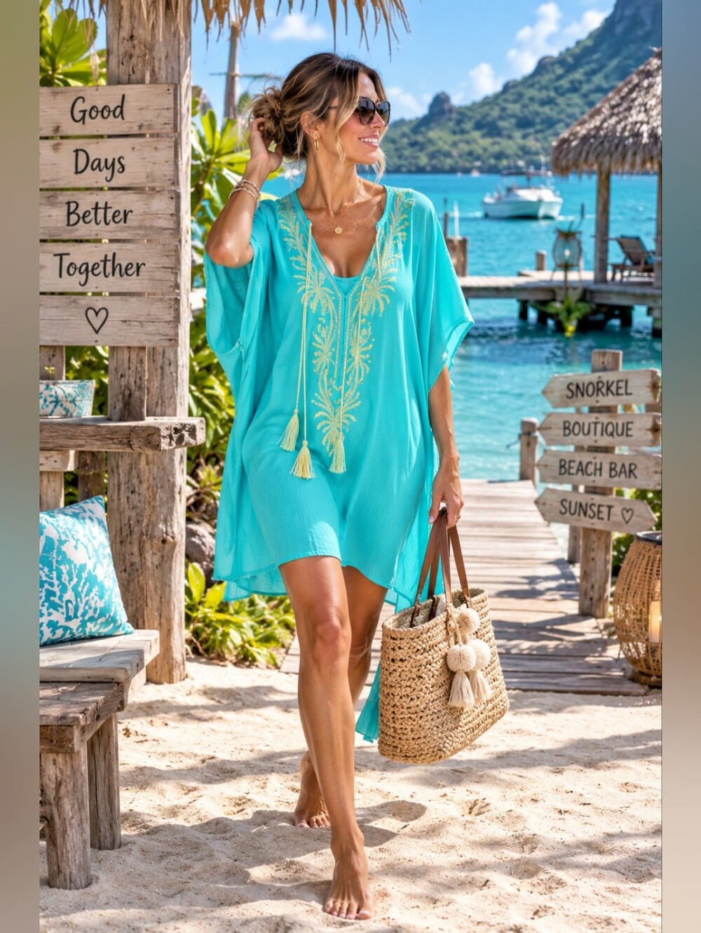 Lilly Pulitzer Chai Caftan sea side aqua sz s/m